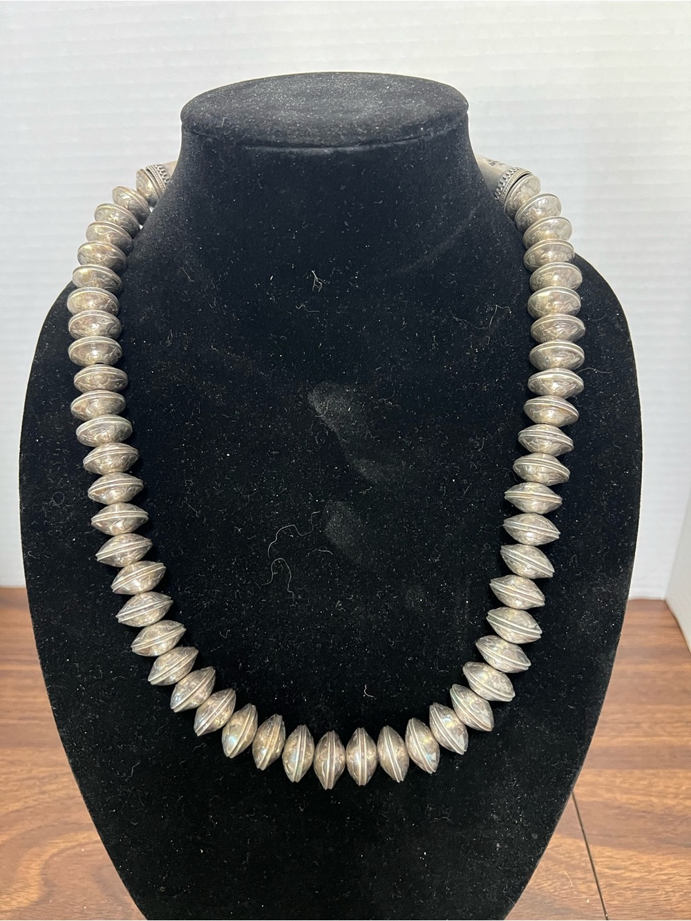 Sterling Silver Navajo Style Mercury Dime  Necklace 24” and 270 grms